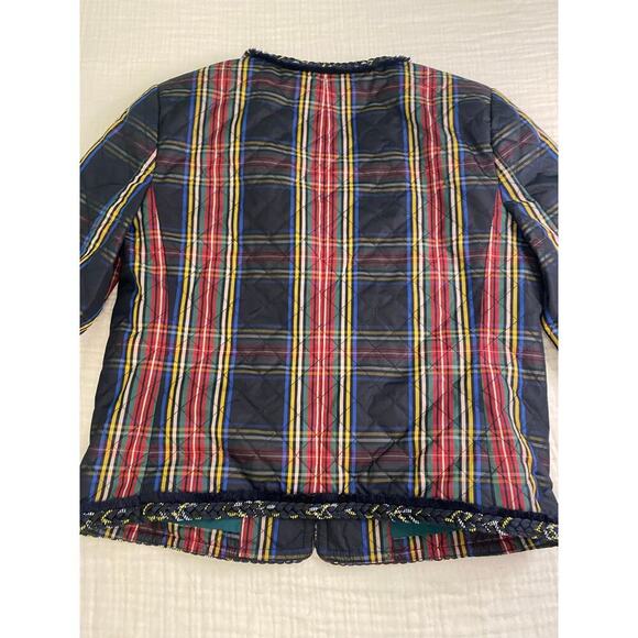 J Crew Quilted Blazer Jacket Tartan Plaid Black Green Size 4 RARE Office Classic - Picture 10 of 14